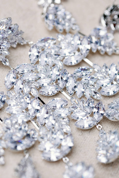 Silver Palm Diamond Earrings