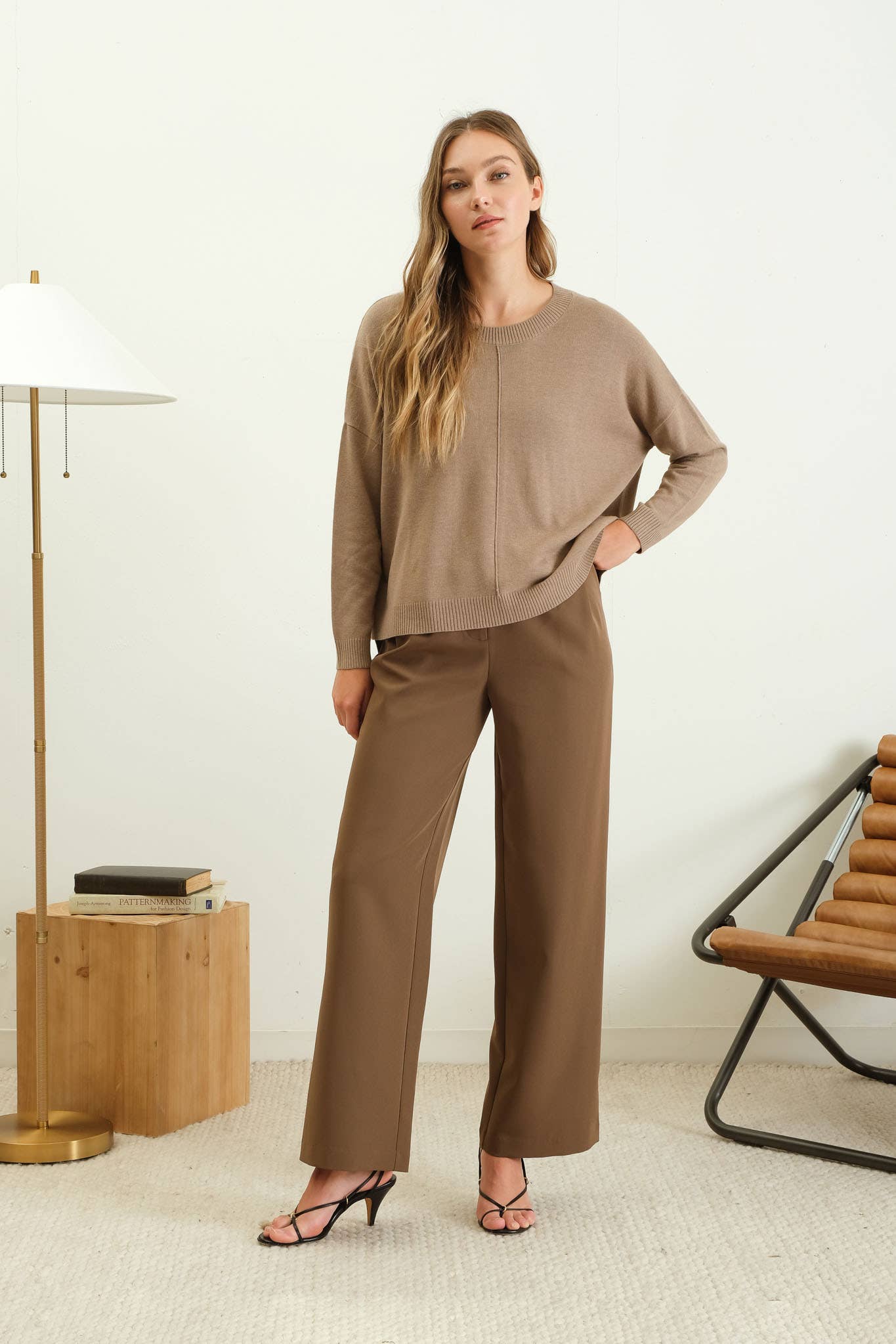 Drop Shoulder Sweater in Mocha