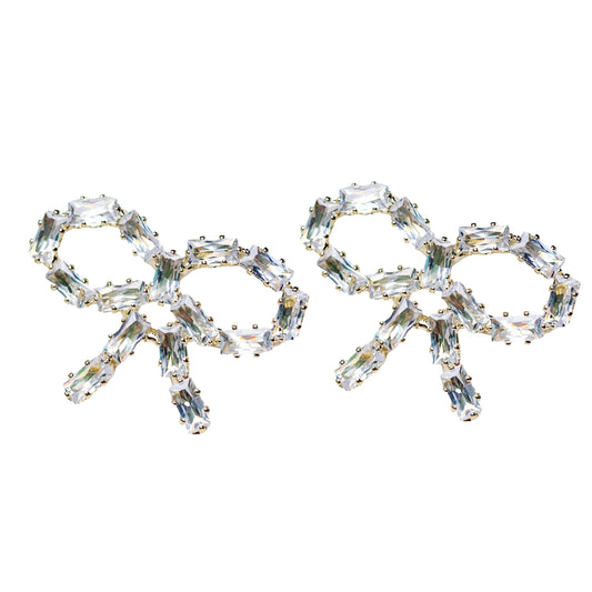 Sparkling Diamond Mini Bow Earrings