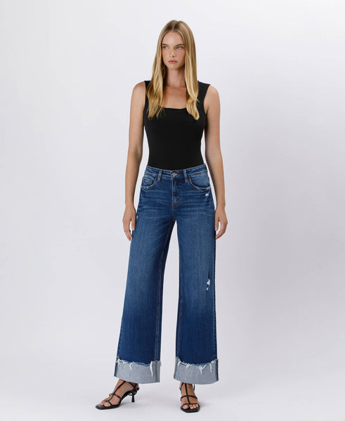 Blue Stream High Rise Cuffed Wide Leg