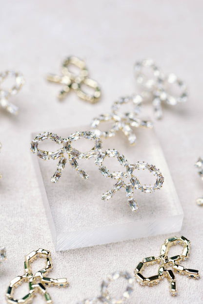 Sparkling Diamond Mini Bow Earrings