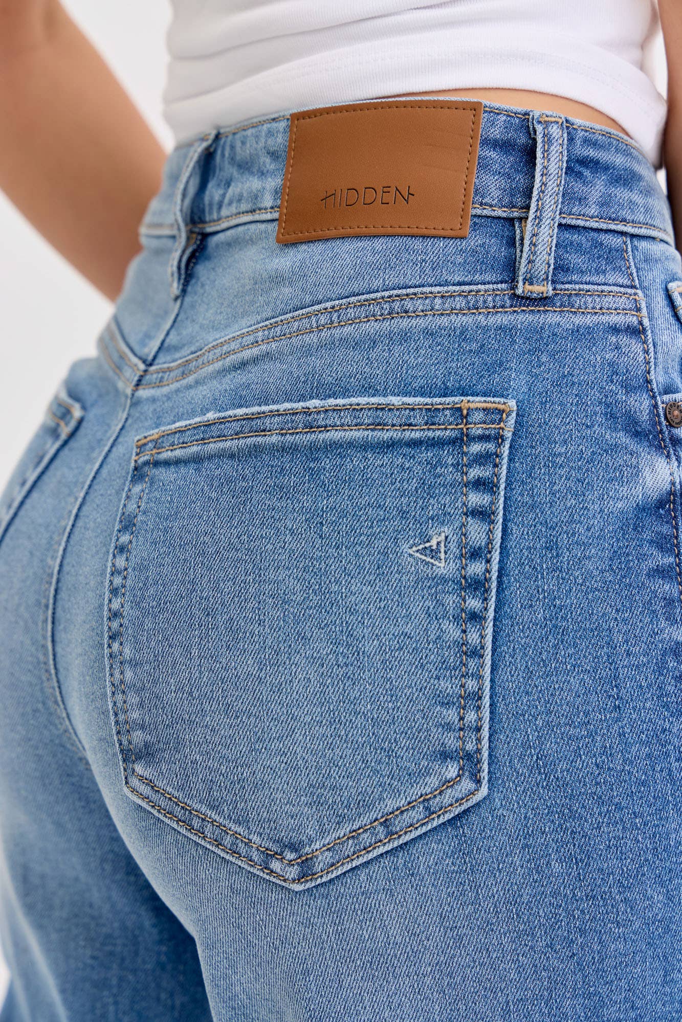 Medium Wash Stretch High Rise Wide Leg