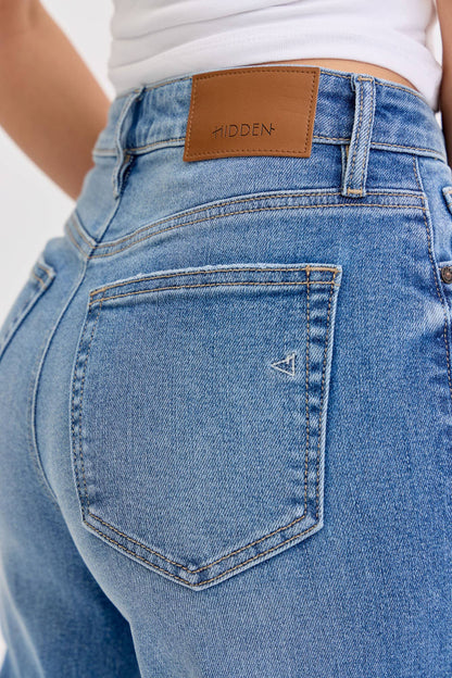 Medium Wash Stretch High Rise Wide Leg