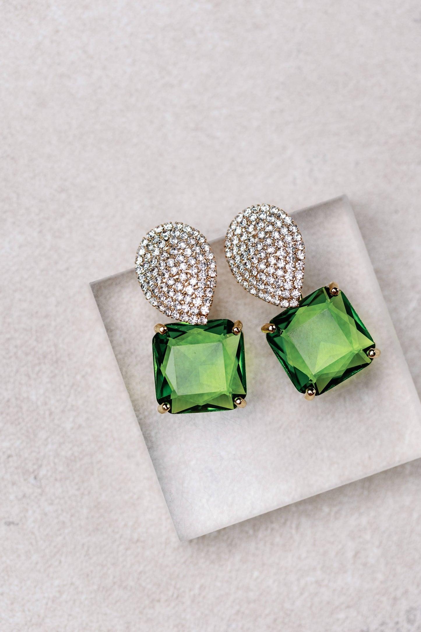 Retro Pave Crystal & Peridot Earrings