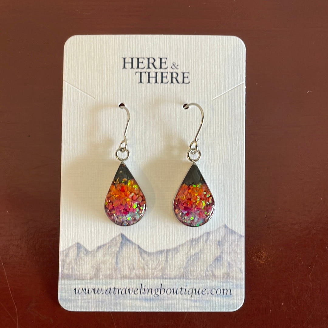 Alaska Destination Tear Drop Earrings-Local-Whittier Sand w/ Opal-Bottoms Up Boutique-Anchorage AK