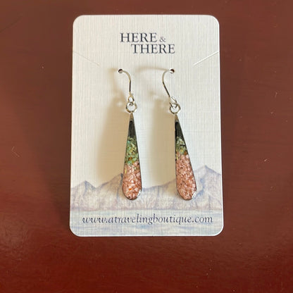Destination Sand Skinny Teardrop Stainless Steel Earrings-Jewelry-Whittier Sand w/ Pink Opal-Bottoms Up Boutique-Anchorage AK