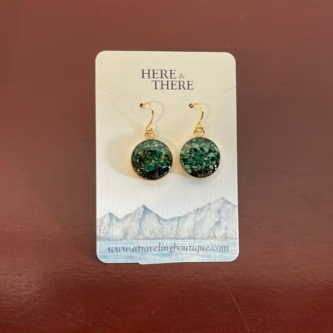 Destination Stainless Steel Earrings-Local-Girdwood Sand w/ Turquoise-Bottoms Up Boutique-Anchorage AK