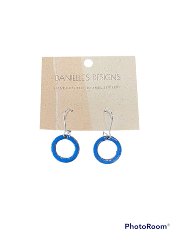 Blue Circle Enamel Earrings