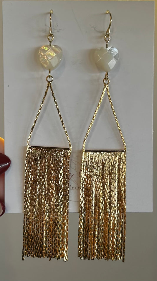 Shortie Gold Duster Heart Earrings
