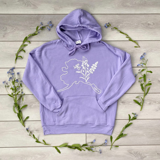 AK Wildflower Hoodie Lavender-Sweatshirt, Hoodies & Windbreakers-Bottoms Up Boutique-Anchorage AK
