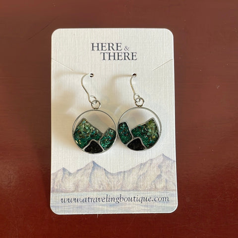 Open Sky Mountain Earrings w/ Seward Sand & Mexican Fire Opal