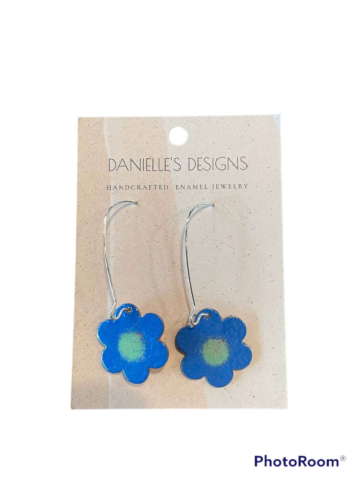 Blue Flower Enamel Earrings