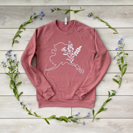 AK Wildflower Crew in Mauve-Sweatshirt, Hoodies & Windbreakers-Bottoms Up Boutique-Anchorage AK