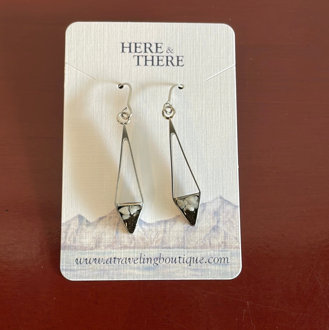 Destination Sand Arrow Dangle Earrings-Nenana River Sand W/ Howlite-Bottoms Up Boutique-Anchorage AK
