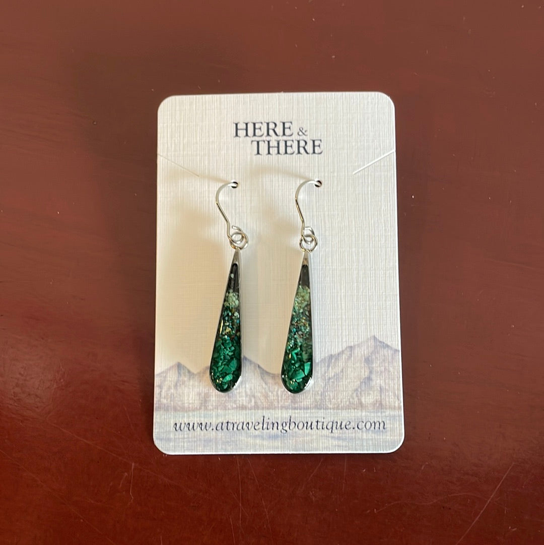 Destination Sand Skinny Teardrop Stainless Steel Earrings-Jewelry-Whittier Sand w/ Chrysocolla-Bottoms Up Boutique-Anchorage AK