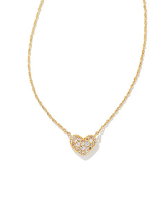 Ari Gold Pave Crystal Heart Necklace in White Crystal