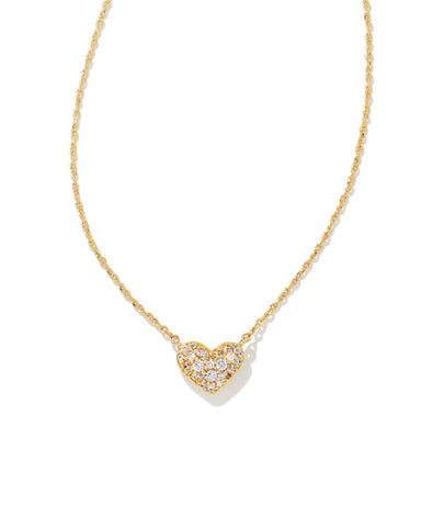 Ari Gold Pave Crystal Heart Necklace in White Crystal