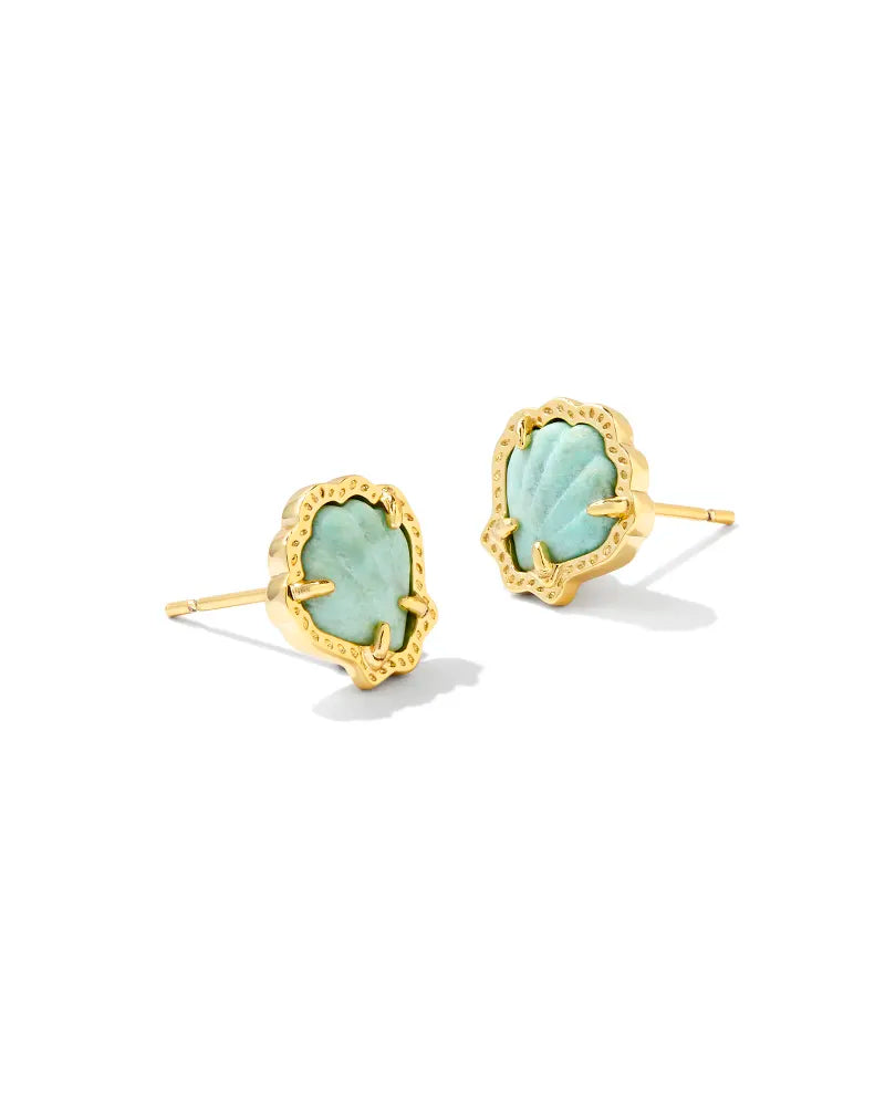 Brynne Sea Green Chrysocolla Shell Stud Earrings