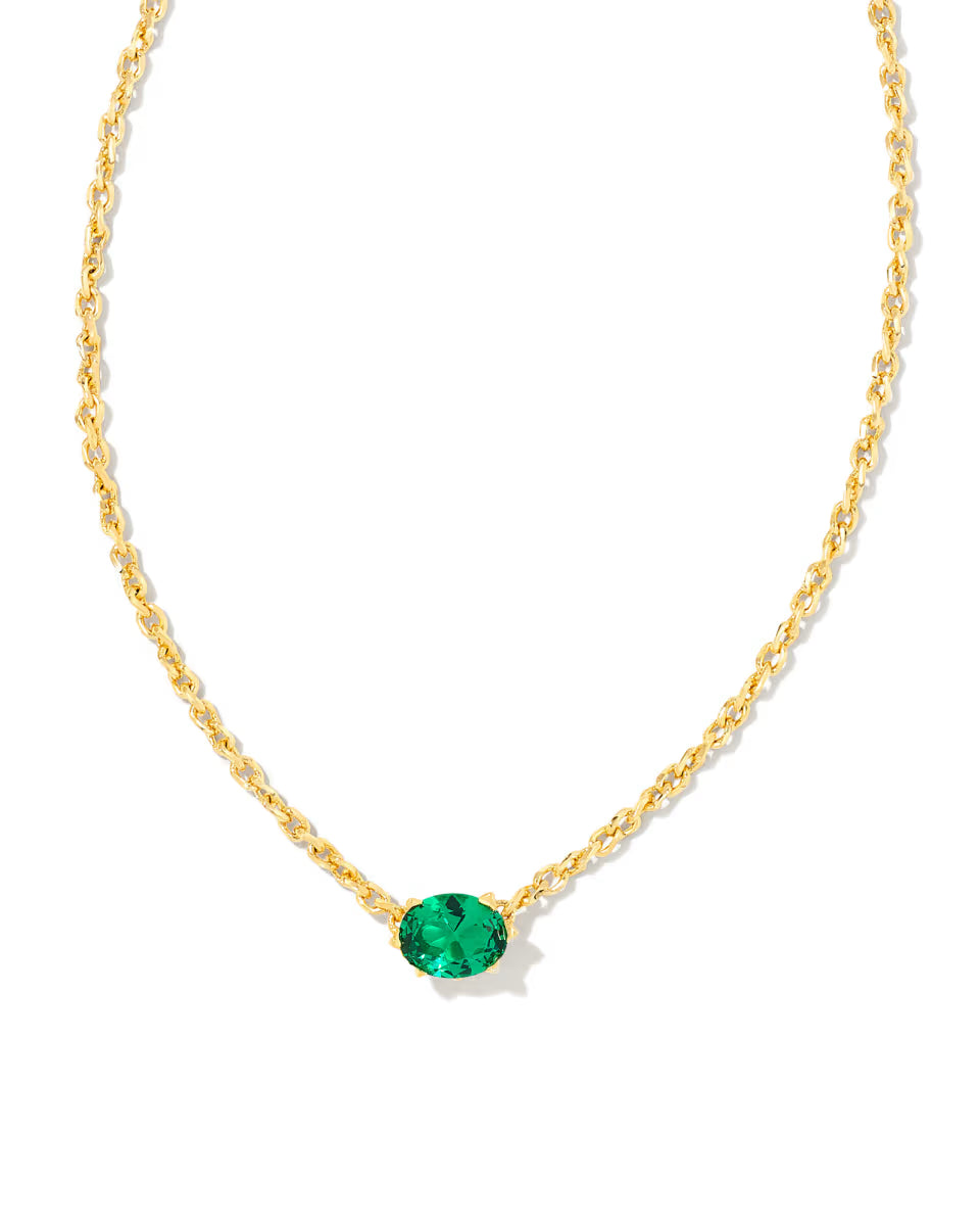 Cailin Gold Green Crystal Pendant Necklace