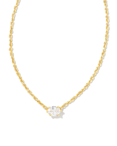 Cailin Gold Pendant Necklace in White Crystal