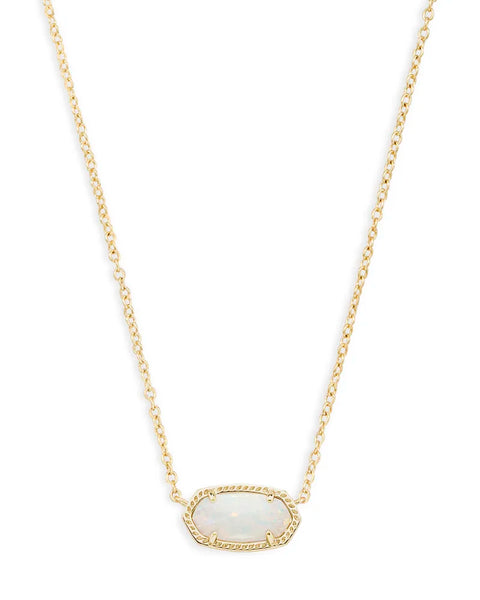 Elisa Pendant Necklace in White Kyocera Opal