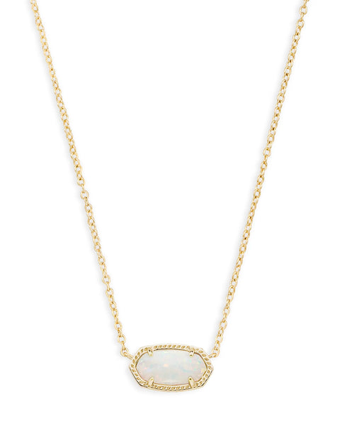 Elisa Pendant Necklace in White Kyocera Opal