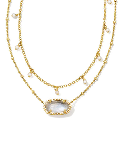 Elisa Pearl Multistrand Necklace Gold Ivory Mother of Pearl
