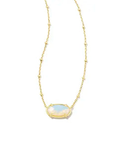 Faceted Gold Elisa Short Pendant Necklace in Iridescent Opalite Illusion