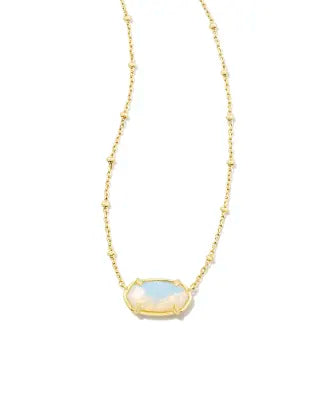 Faceted Gold Elisa Short Pendant Necklace in Iridescent Opalite Illusion