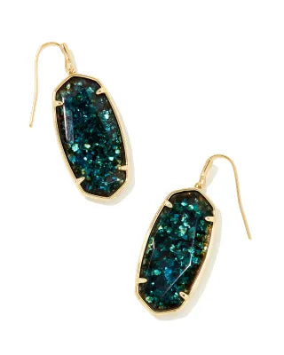 Faceted Gold Elle Drop Earrings in Dark Teal Mica-Jewelry-Bottoms Up Boutique-Anchorage AK