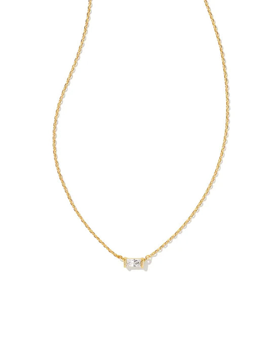 Juliette Gold Pendant Necklace in White Crystal-Jewelry-Bottoms Up Boutique-Anchorage AK