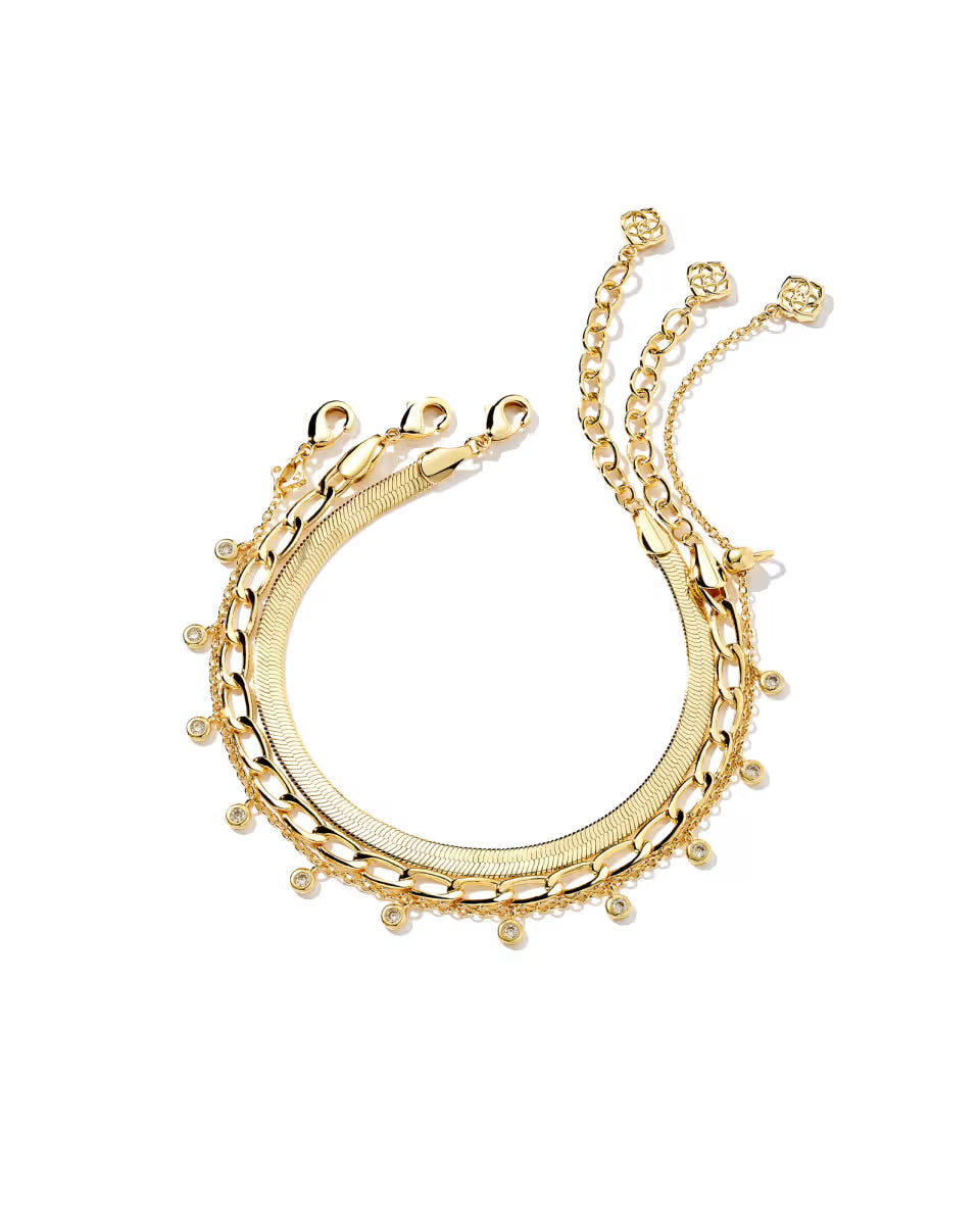 Kassie Set of 3 Chain Bracelets in Gold