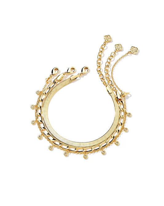 Kassie Set of 3 Chain Bracelets in Gold