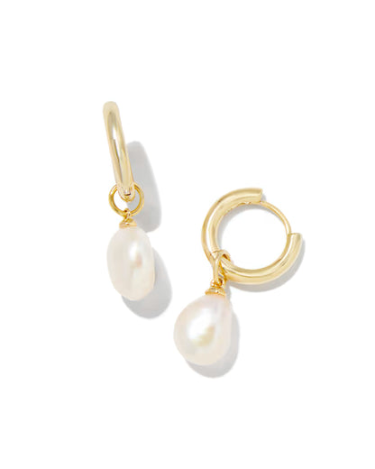 Willa Convertible Gold Pearl Huggie Earrings