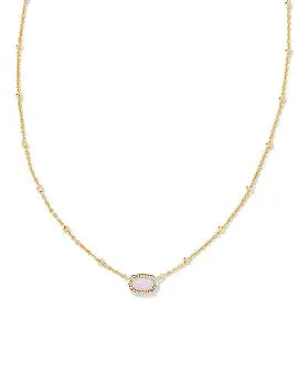 Mini Elisa Pendant Necklace in Pink Opalite Crystal