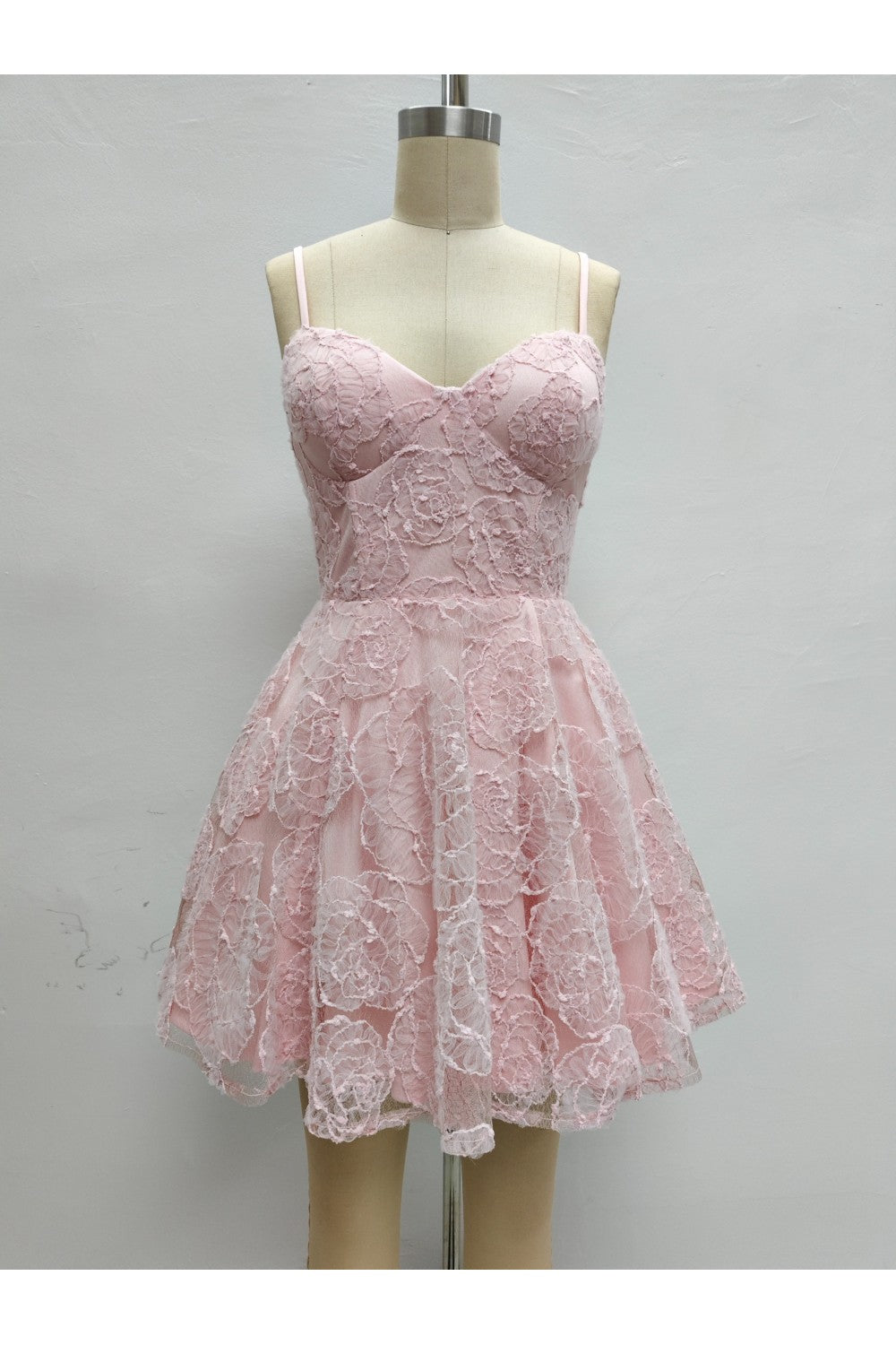 Rosette Lace Mini Dress-Dresses-Lovesome-Bottoms Up Boutique