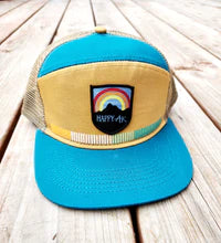 Happy AK Flat Billed Hats-Local-Tan & Teal Snap Back C-Bottoms Up Boutique-Anchorage AK