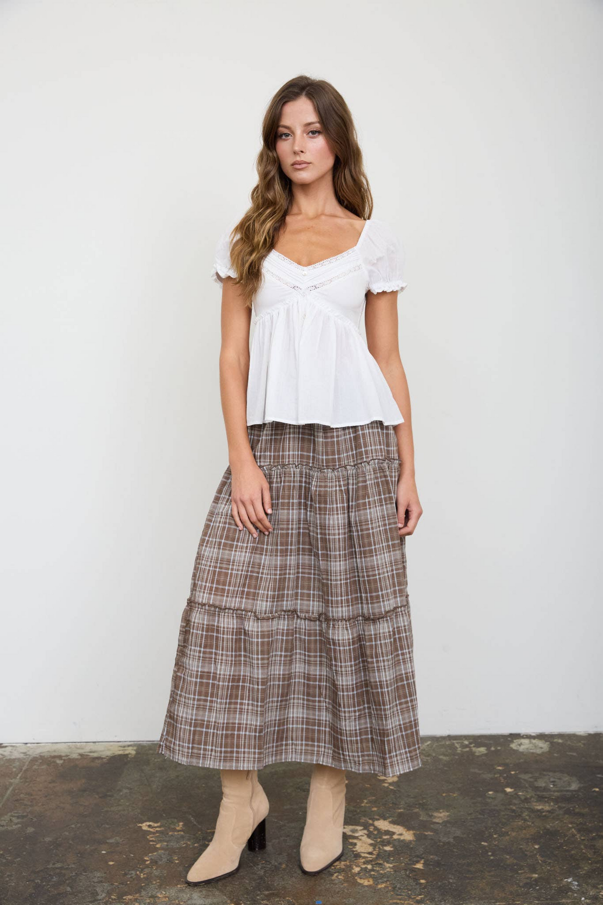 Lace Puff Sleeve Top-Shirts & Tops-Blu Pepper-Bottoms Up Boutique