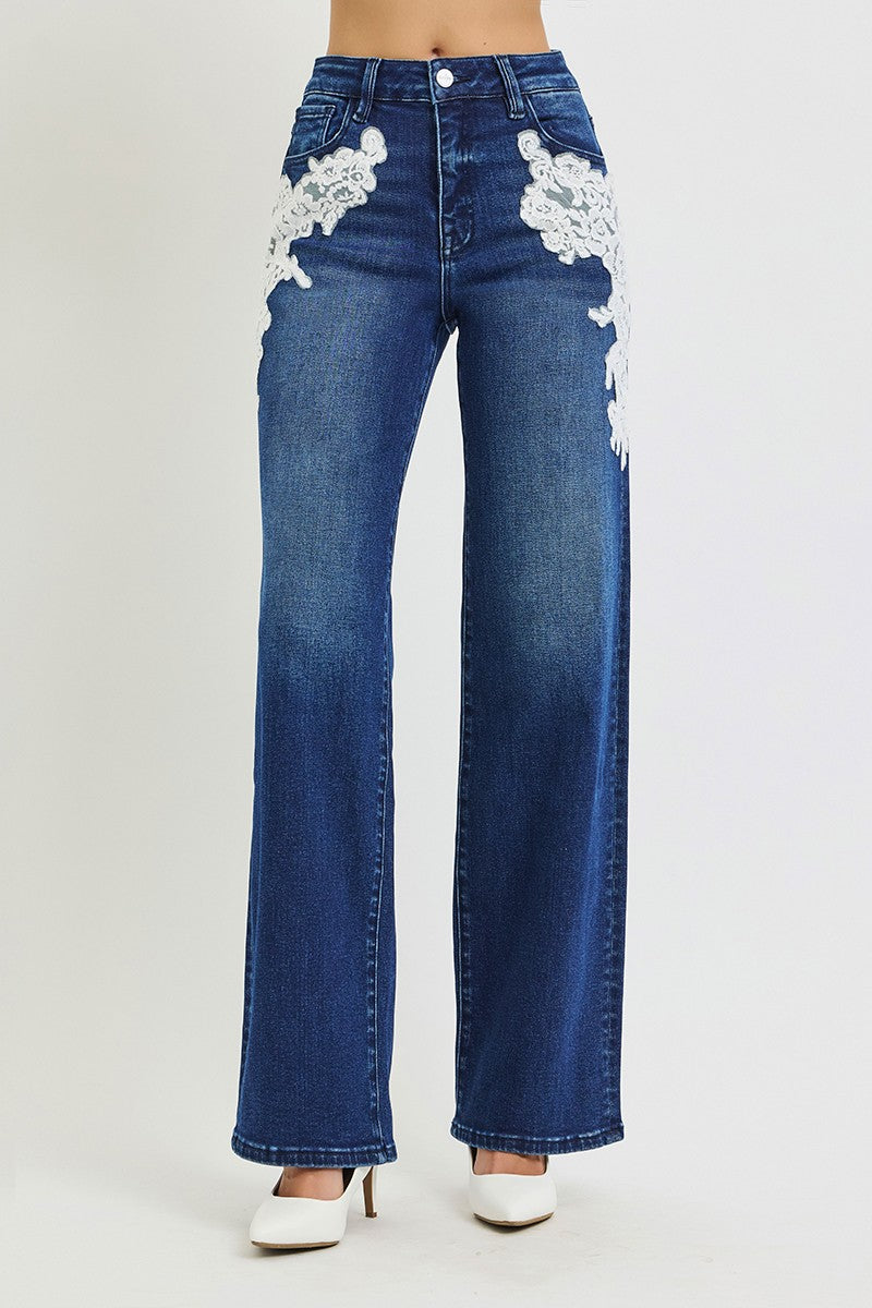 High Rise Lace Up Jeans