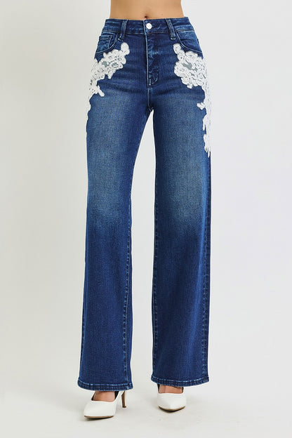 High Rise Lace Up Jeans