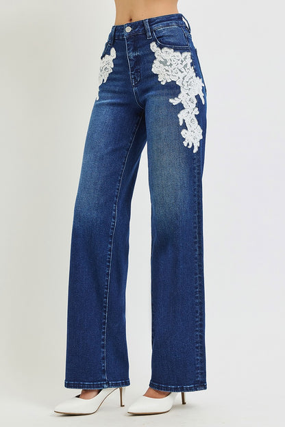 High Rise Lace Up Jeans