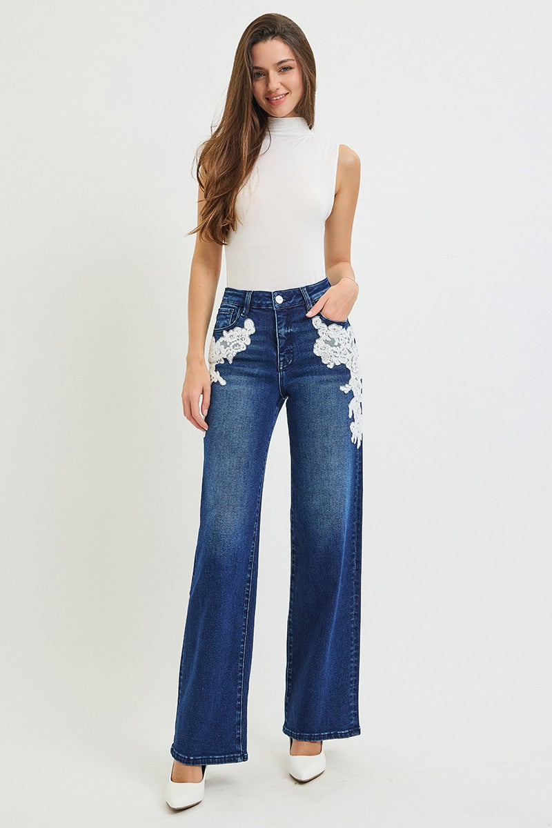 High Rise Lace Up Jeans