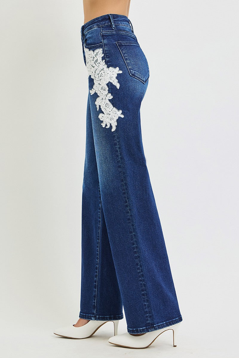 High Rise Lace Up Jeans
