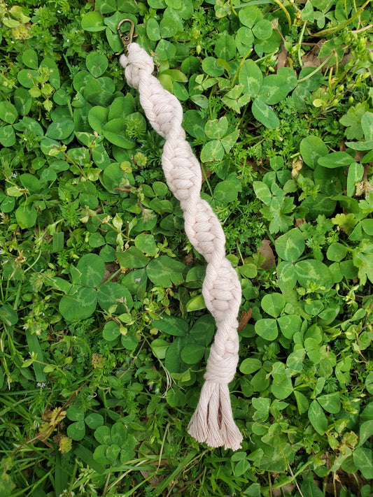 Marshmallow Twisted Macrame Keychain-ACCESORIES-Bottoms Up Boutique-Anchorage AK
