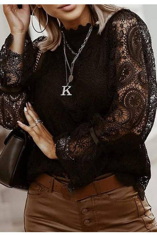 Lace Sleeve Collar Shirt