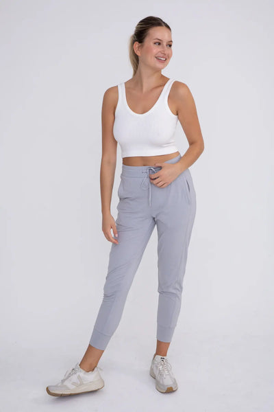 White Ribbed Seamless Cropped Tank Top