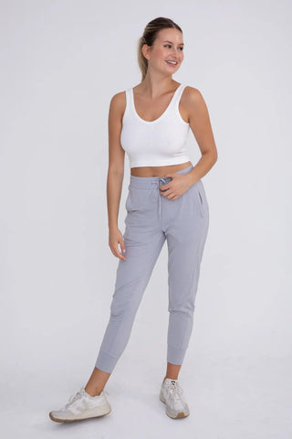 White Ribbed Seamless Cropped Tank Top