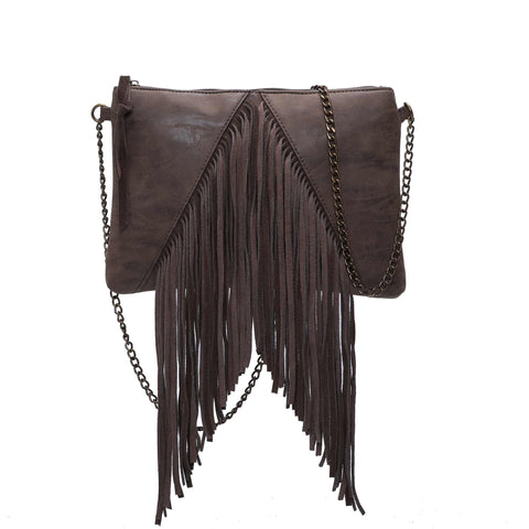 Pauline Fringe Crossbody in Black