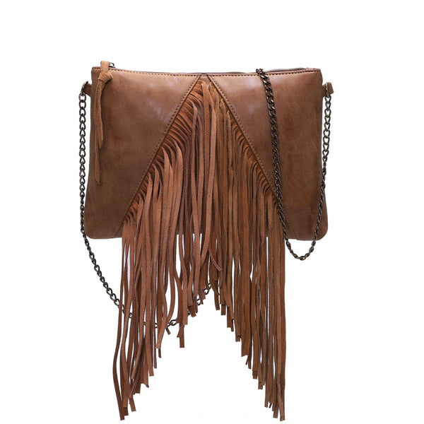 Pauline Fringe Crossbody in Taupe