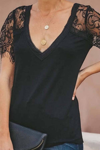 Black Lace Sleeve Blouse